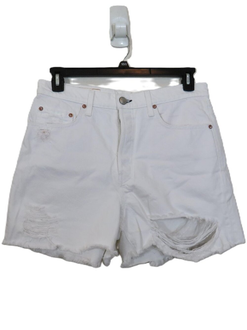Rag & Bone size 31 Maya High Rise MIDI Short White Denim Shorts Button fly